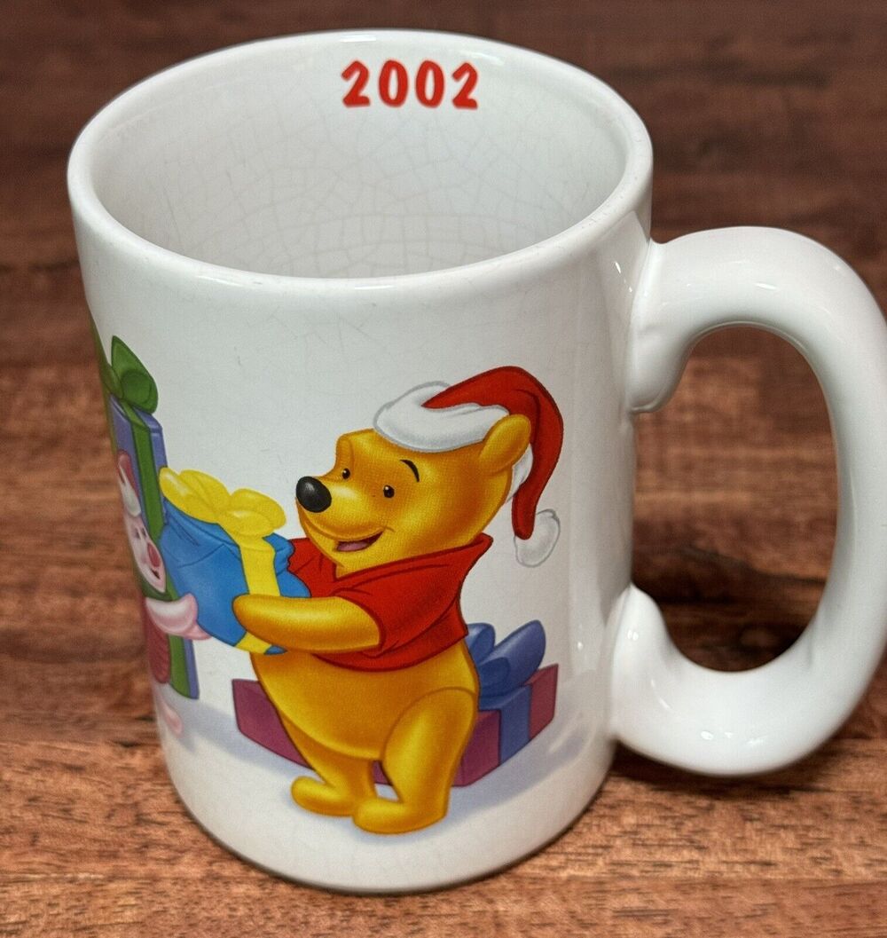 Disney Christmas Mug Winnie The Pooh Piglet Eeyore Tigger Coffee Cup 2002
